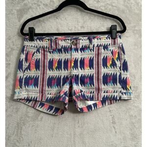 American Eagle Midi Shorts Aztec Tribal Rainbow Cuffed Stretch Shorts Size 6
